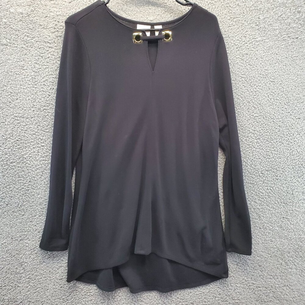 Chico's Long Sleeve Top Womens Black Keyhole